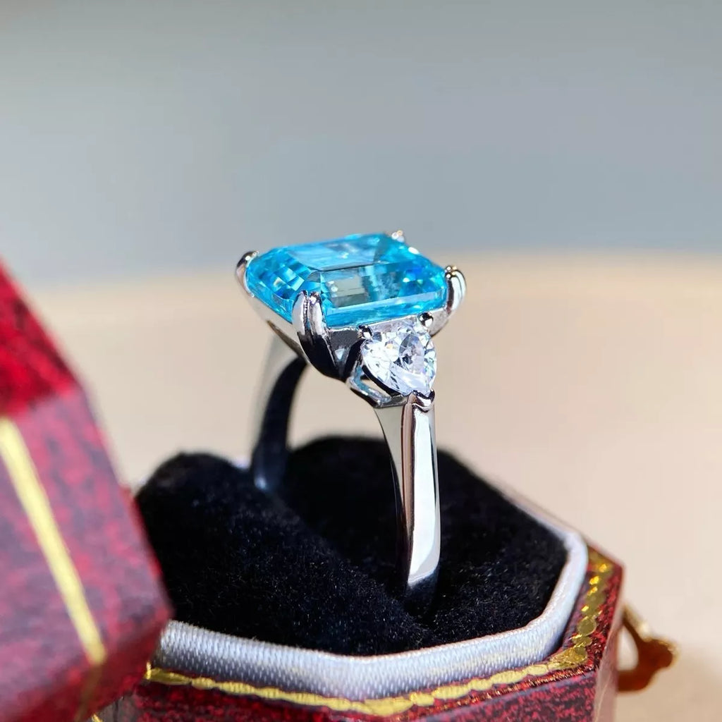 925 Sterling Silver Zircon Geometric Ring