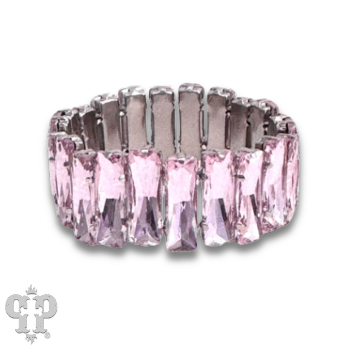 Faceted rectangle rhinestone stretch bracelet - LC
