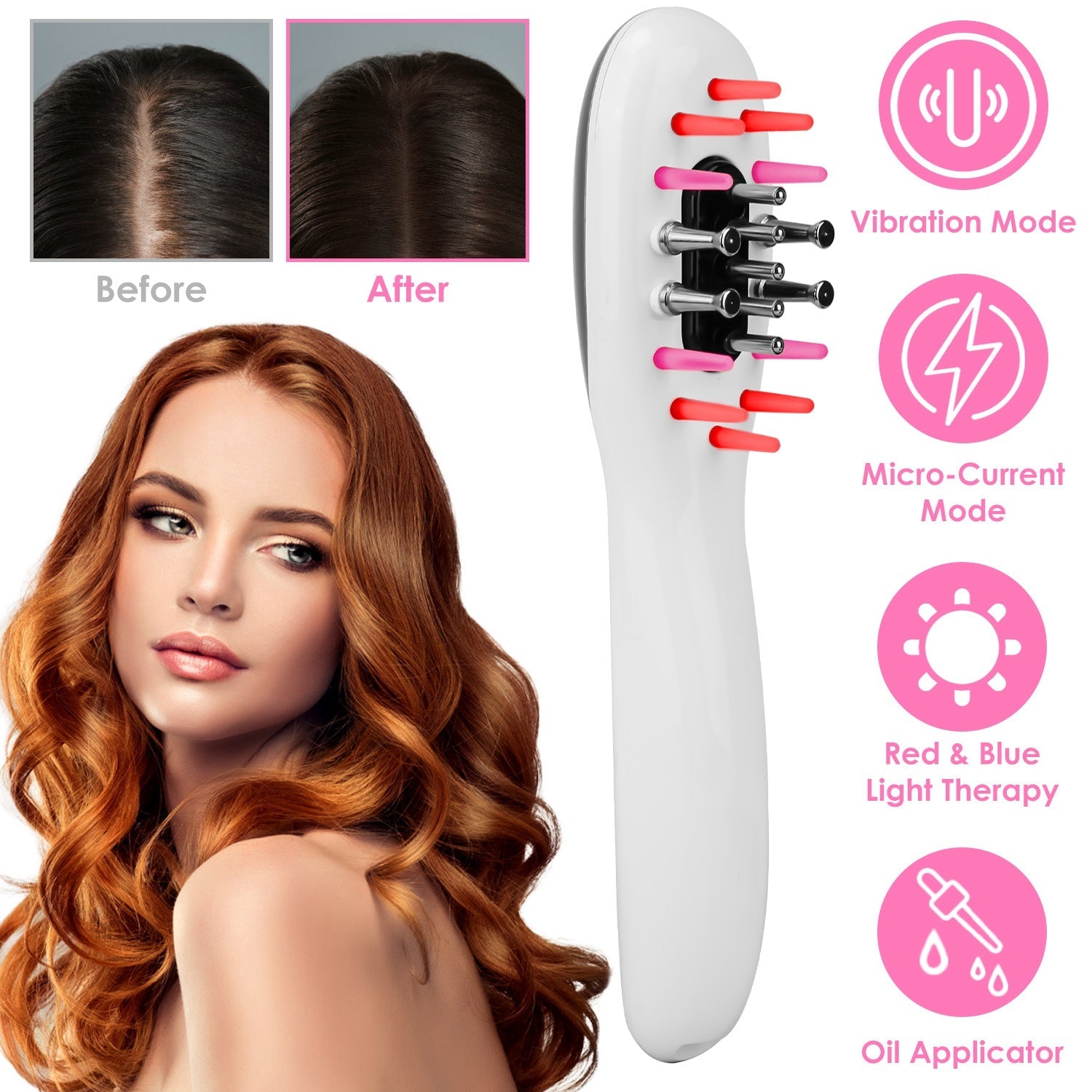 Scalp Massage Comb with Red & Blue Light Therapy