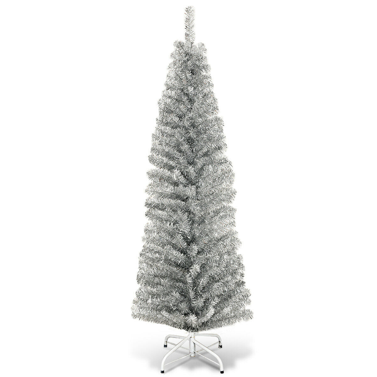 6 Feet Tinsel Tree Unlit Slim Pencil Christmas Tree