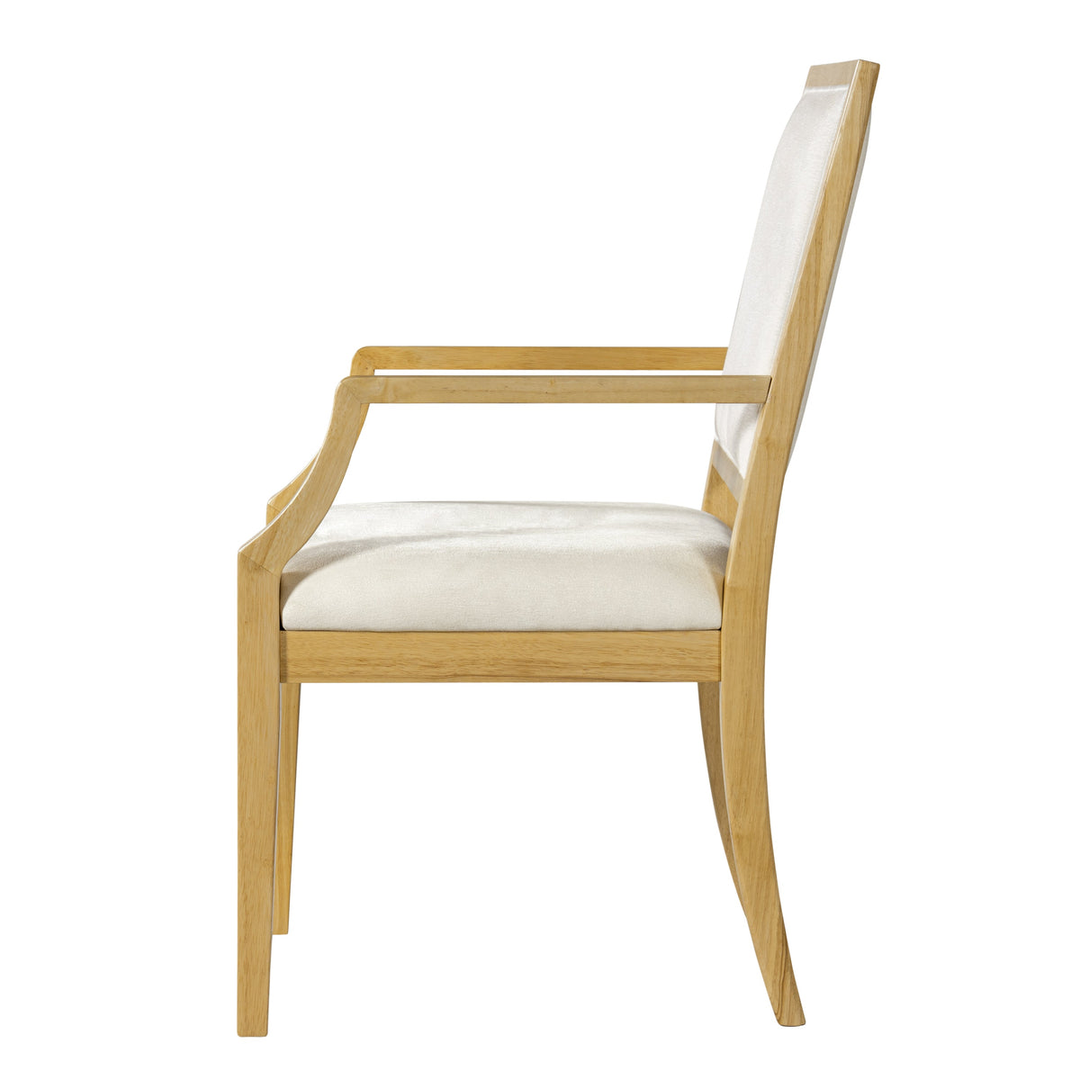 Upholstered Arm Dining Chairs with Rubber Wood Frame - Beige