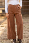Scalloped Edge Pocket Full-Length Pants