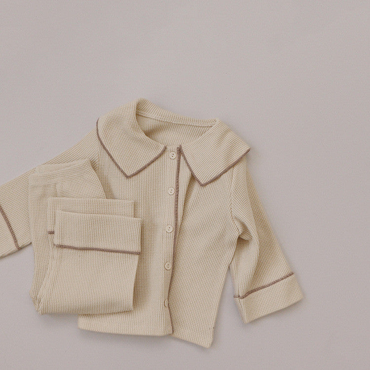 Baby Autumn Waffle-Knit Cardigan Set