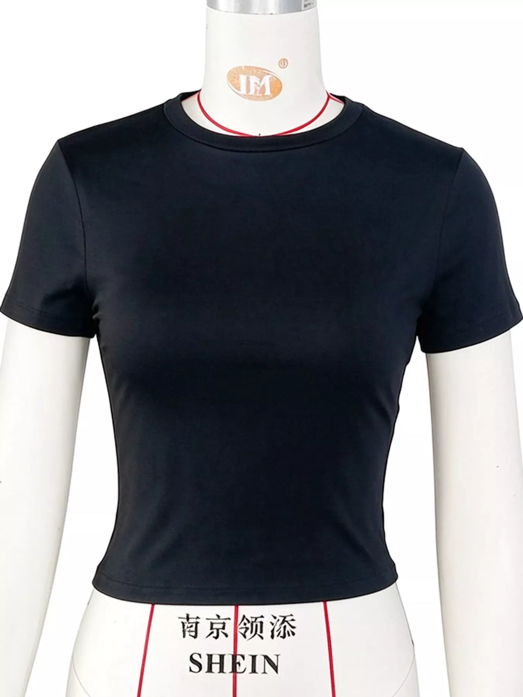 Slim Fit Basic Crew Neck Short Sleeve Crop T-Shirt