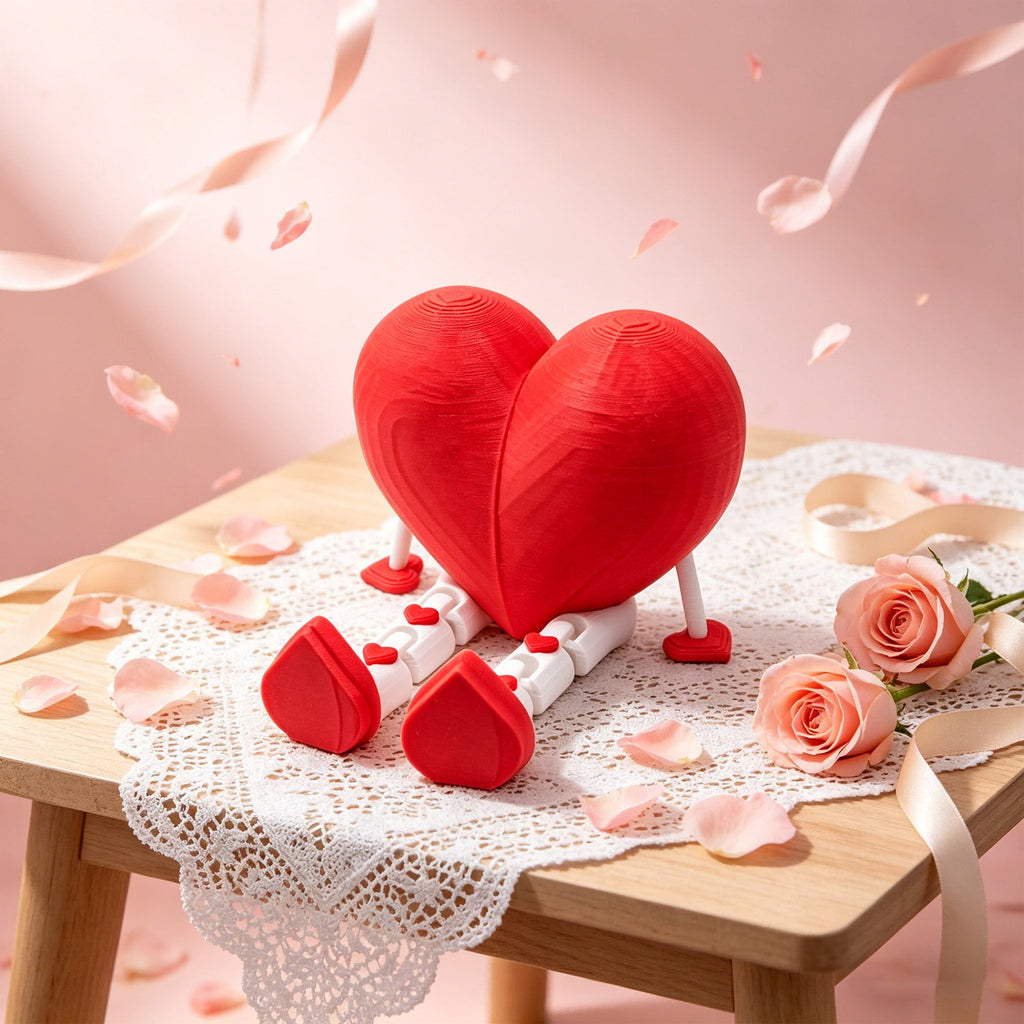3D Printed Articulated Love Heart Sitting Figurine