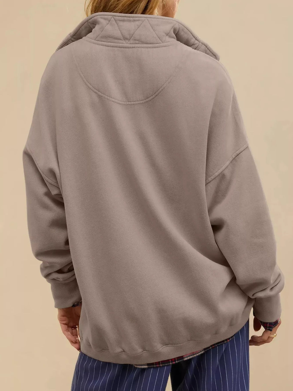 Half Snap Dropped Shoulder Sweatshirt