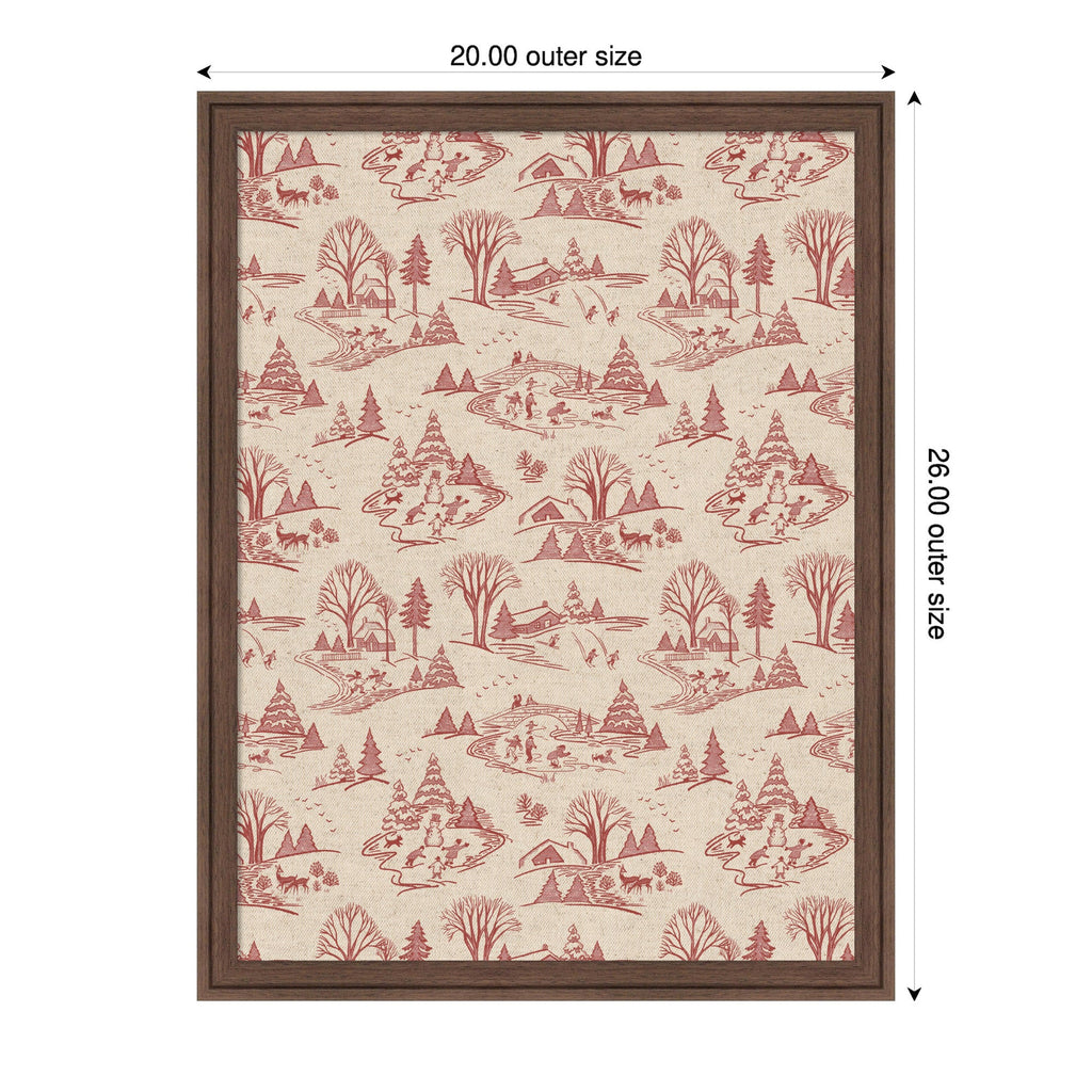 Framed Fabric Magnetic Board Wonderland Red Toile Wall Organization