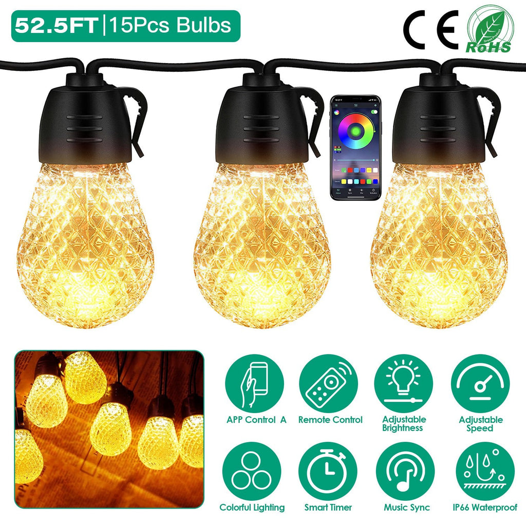 Colorful RGB Outdoor String Lights with App Control