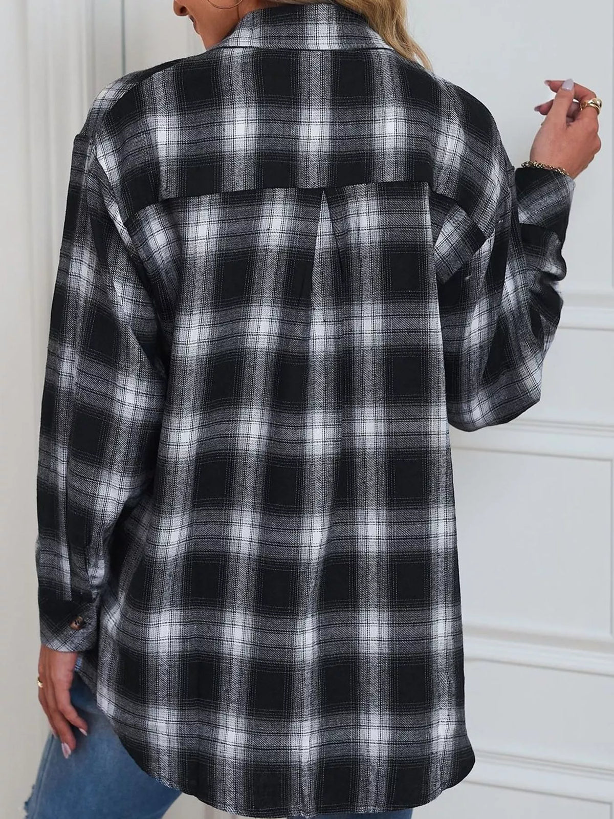 Plaid Button-Down Oversized Shirt