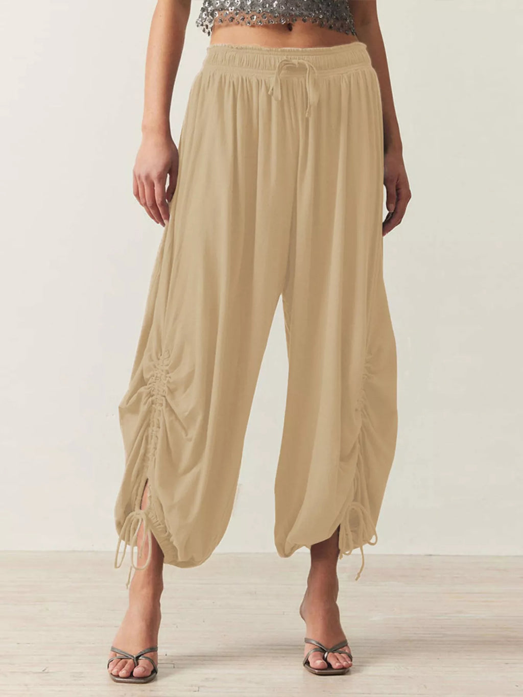 Ruched Drawstring Harem Pants