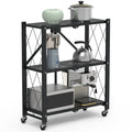 3-Tier Foldable Storage Shelf With Wheels