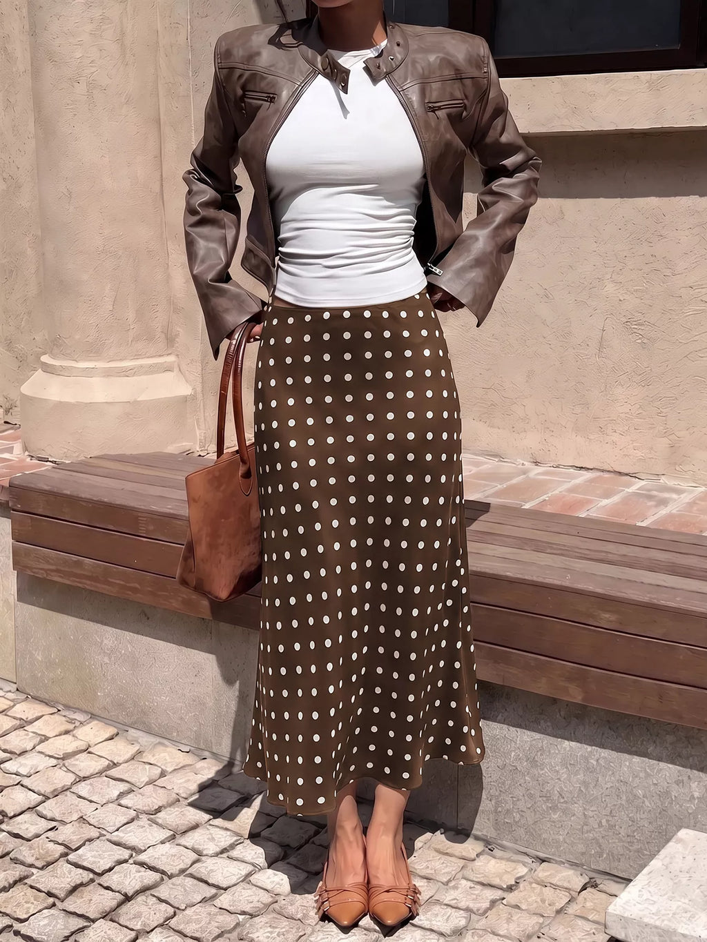 Polka Dot Midi Skirt