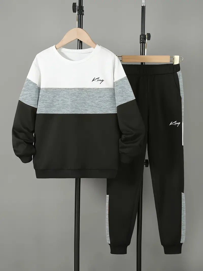 Design Sense Multicolor Hoodie Pants Two-piece Set