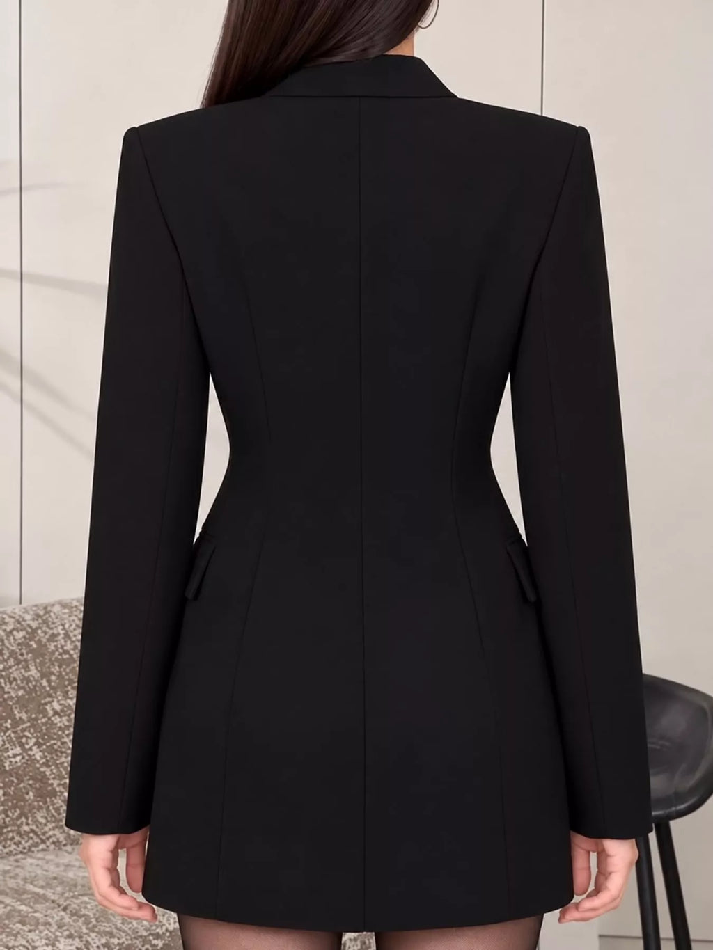 Full Size Double-Breasted Slim-Fit Blazer Plus Size