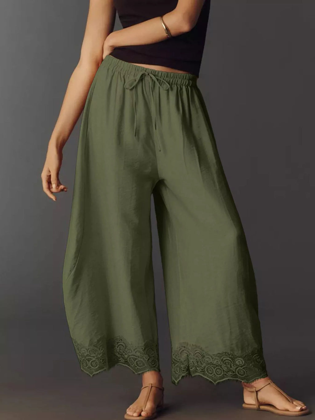 Drawstring Wide Leg Pants