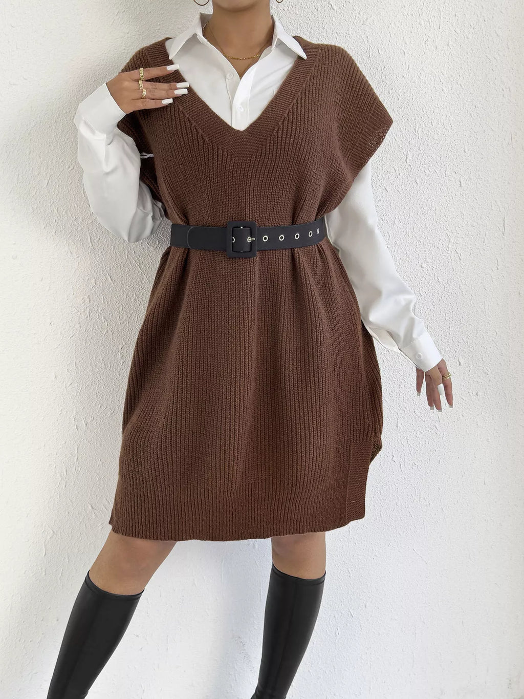 Oversized V-Neck Sweater Vest
