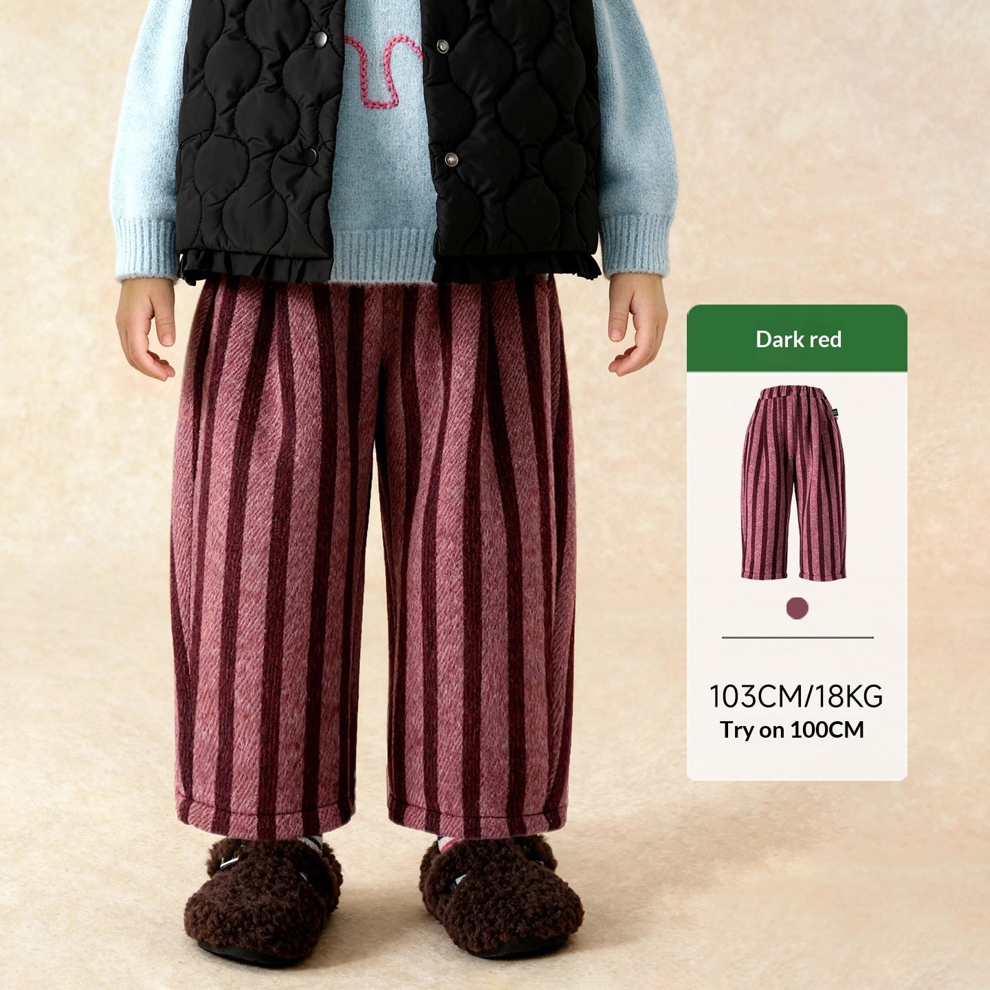 Kids Striped Pants Versatile And Warm Trousers