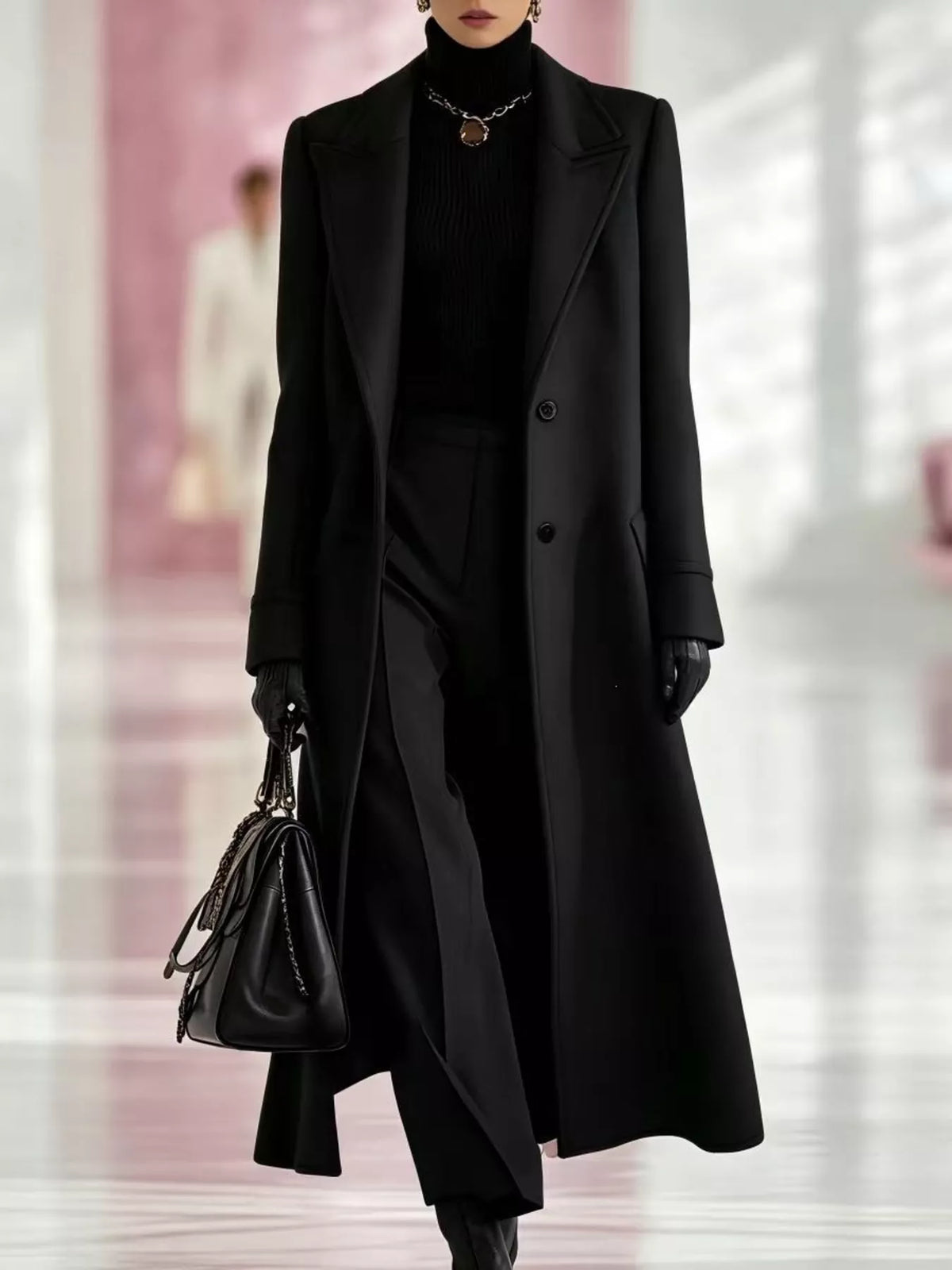 Lapel Collar Longline Coat