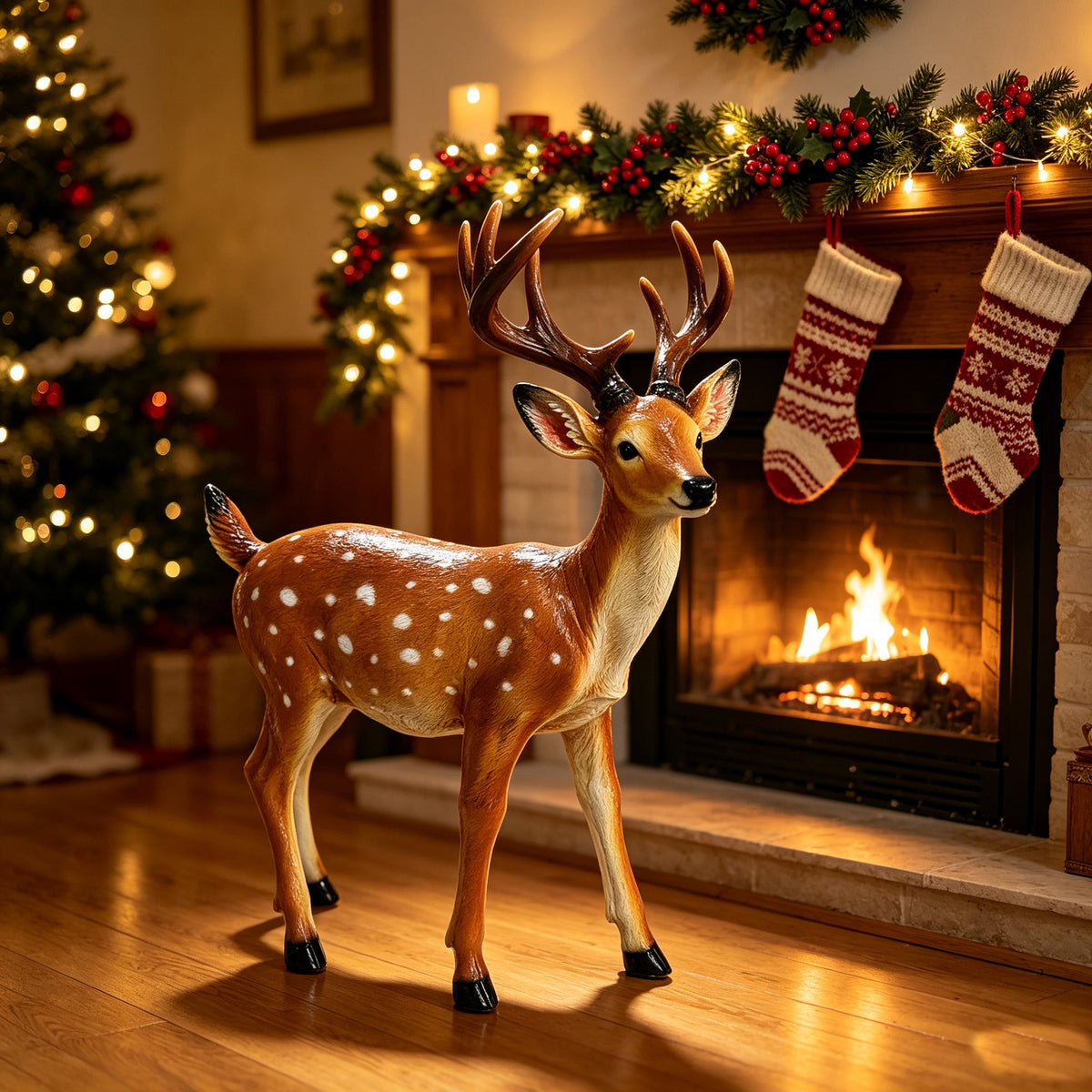 Deer Statue Animal Figurine with Lifelike Detailing - Outdoor Resin