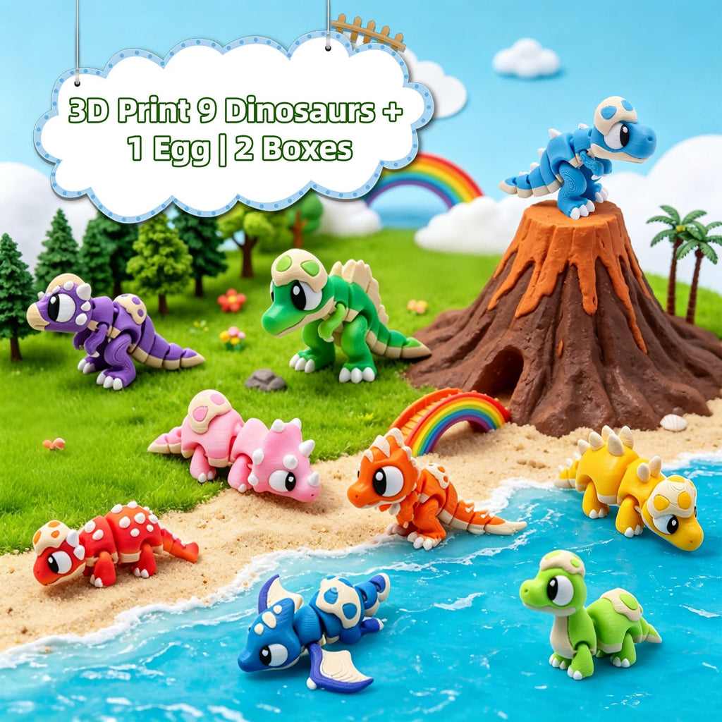 9PCS 3D Printed Dinosaur Figures  1 Dinosaur Egg Set