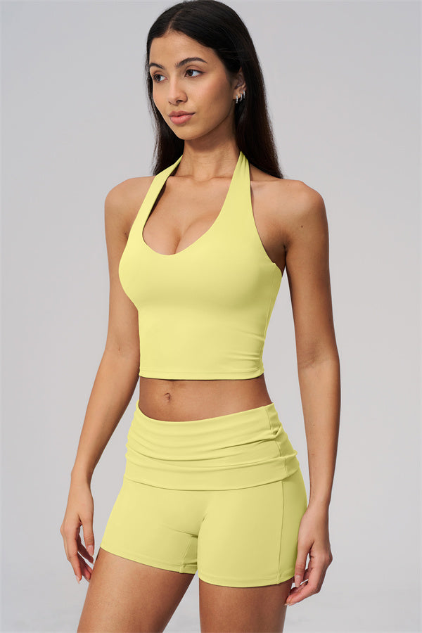 The Twirl Wide Strap Halter Crop Top