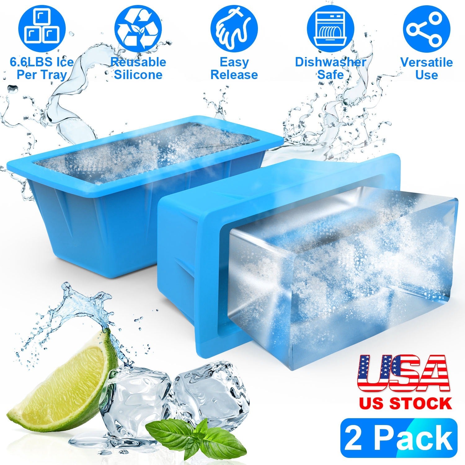 Silicone Freezer Molds for Large Ice Cubes and DIY Decor
