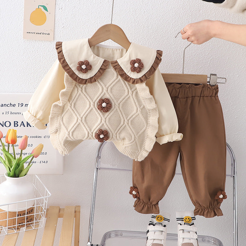 Baby Girl Spring Outfit Set Stylish Childrens Sweater Vest