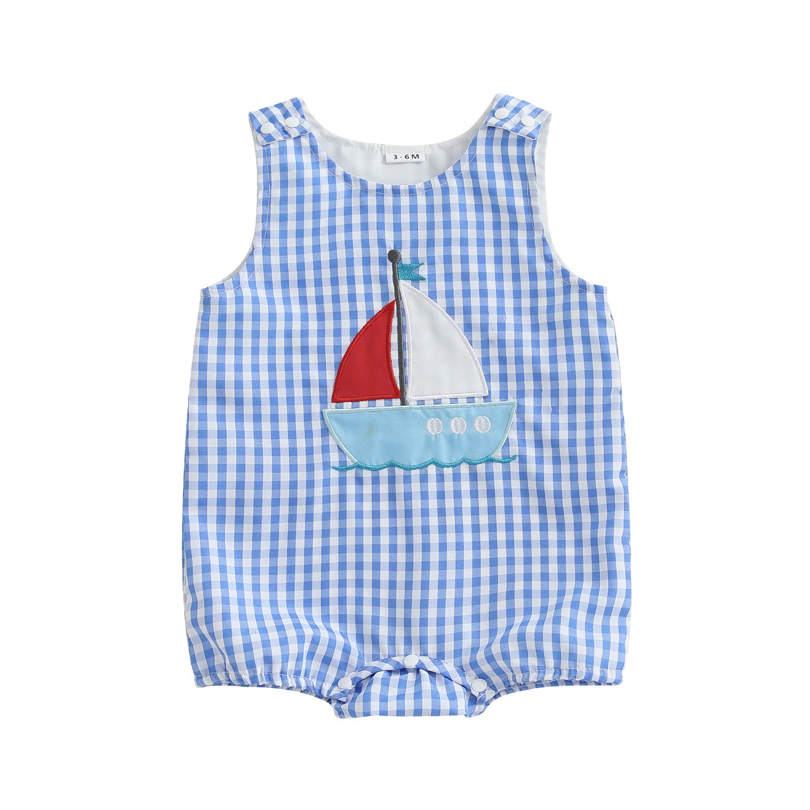 Cute Embroidered Plaid Romper For Babies And Toddlers