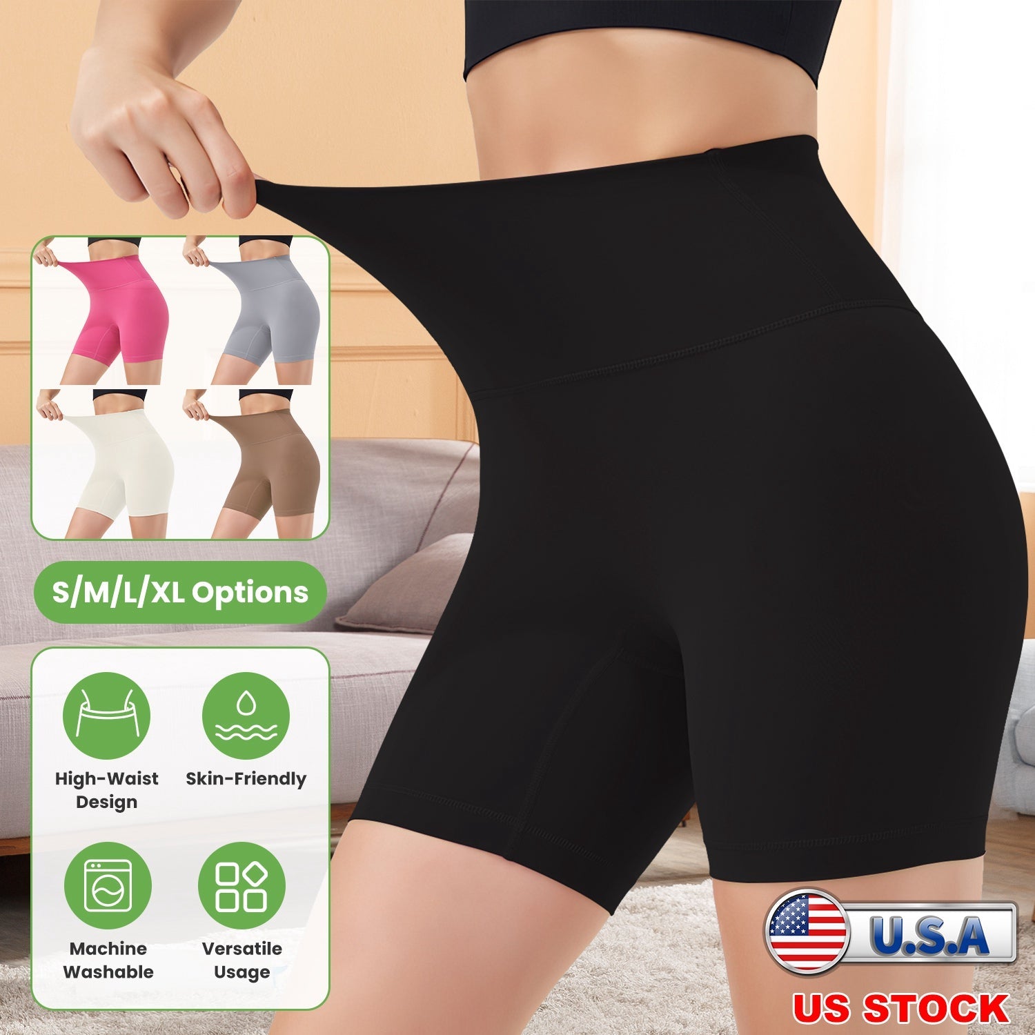 High-Waist Biker Shorts with Tummy Control for Workouts