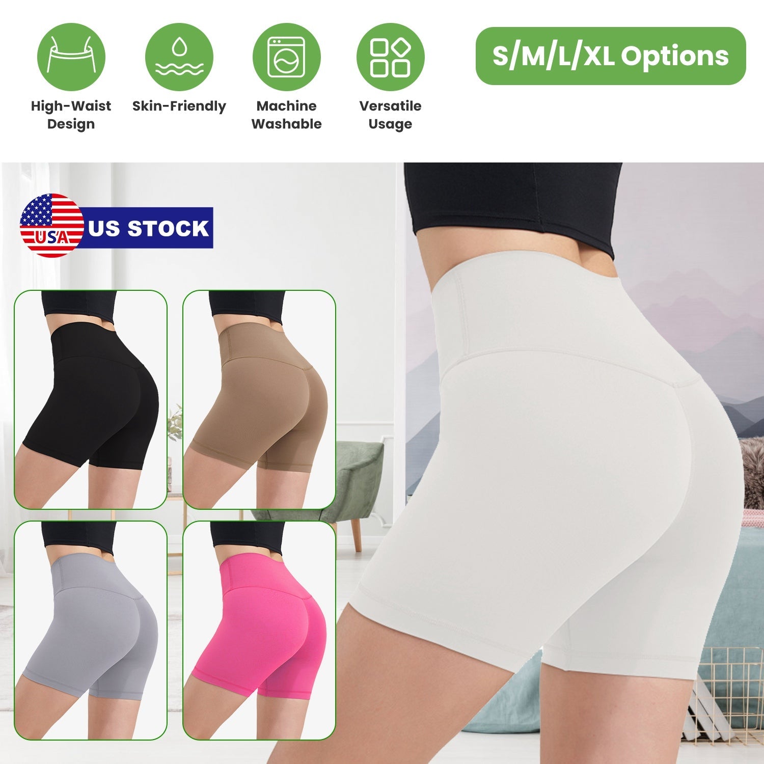 High-Waist Biker Shorts with Tummy Control for Workouts