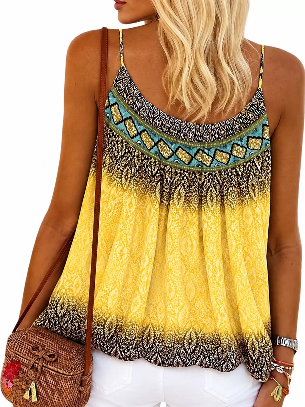 Full Size Printed Scoop Neck Cami Plus Size