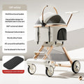 Luxury Cat Stroller With Detachable Pet Carrier, Foldable, Sturdy Alloy Frame
