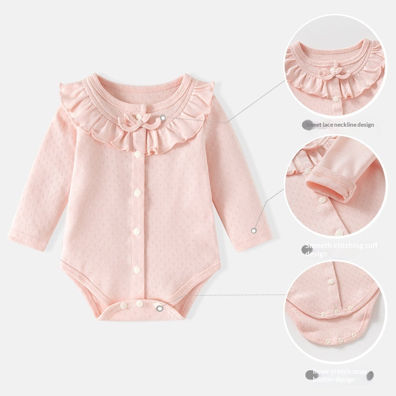 Baby Romper Sweet Jacquard Pure Cotton Crawling Suit Princess-style Clothing