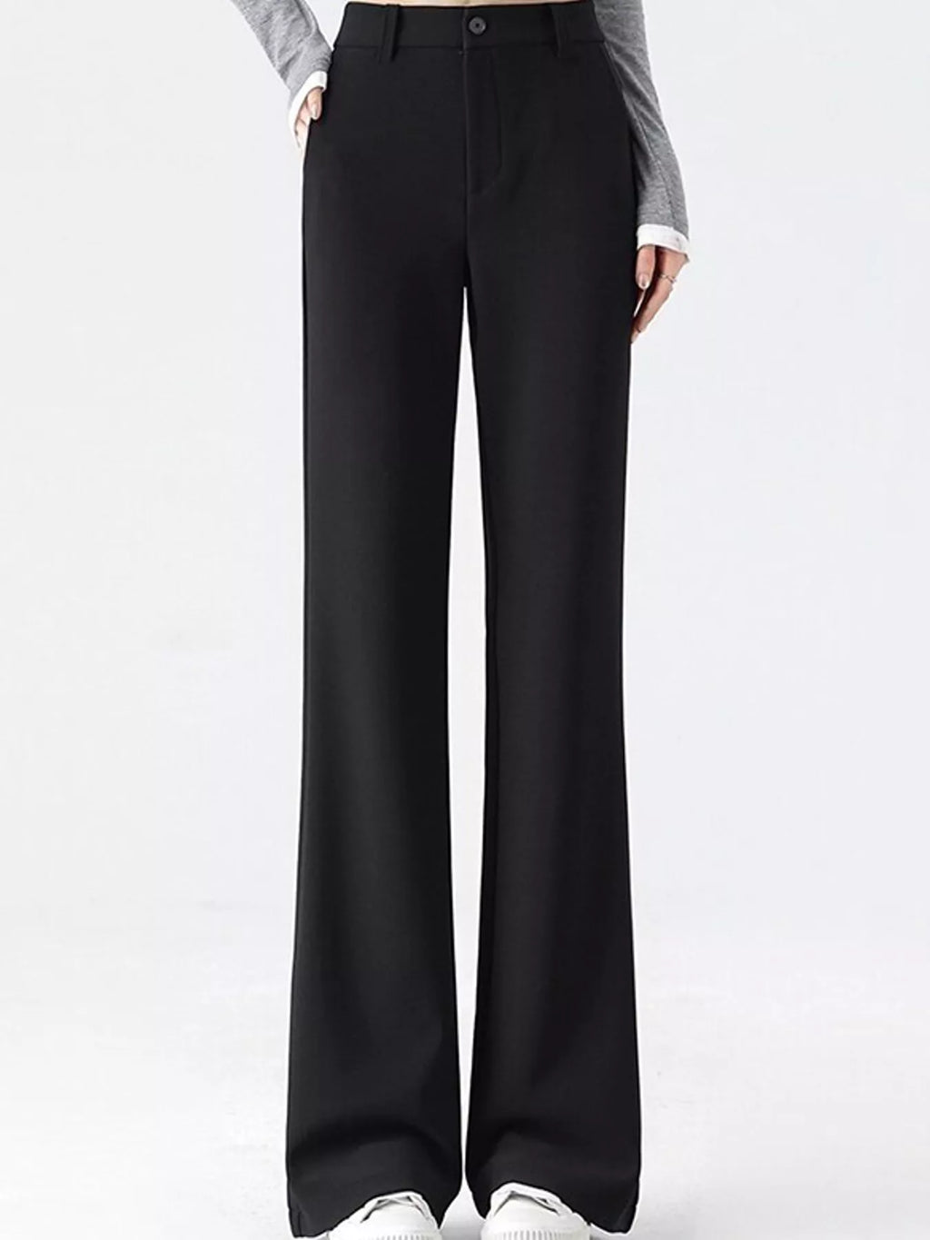 Full Size High-Waisted Slim-Fit Straight-Leg Pants Plus Size