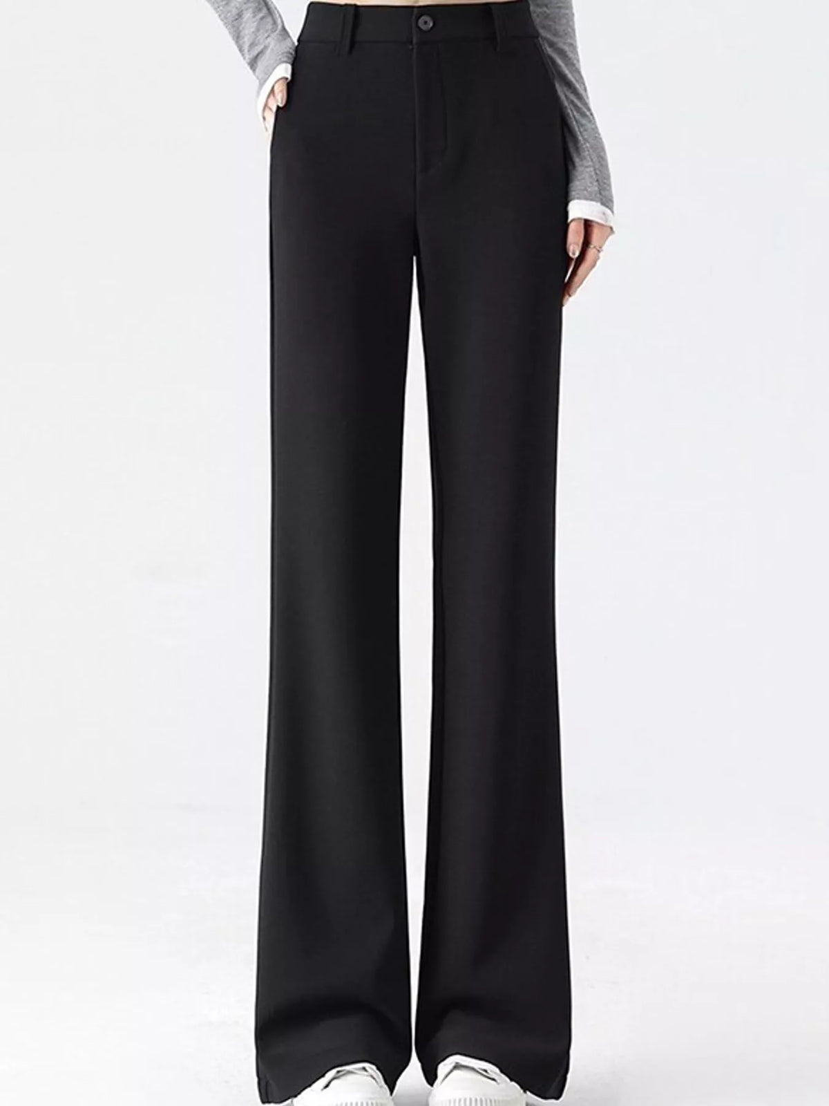 Full Size High-Waisted Slim-Fit Straight-Leg Pants Plus Size