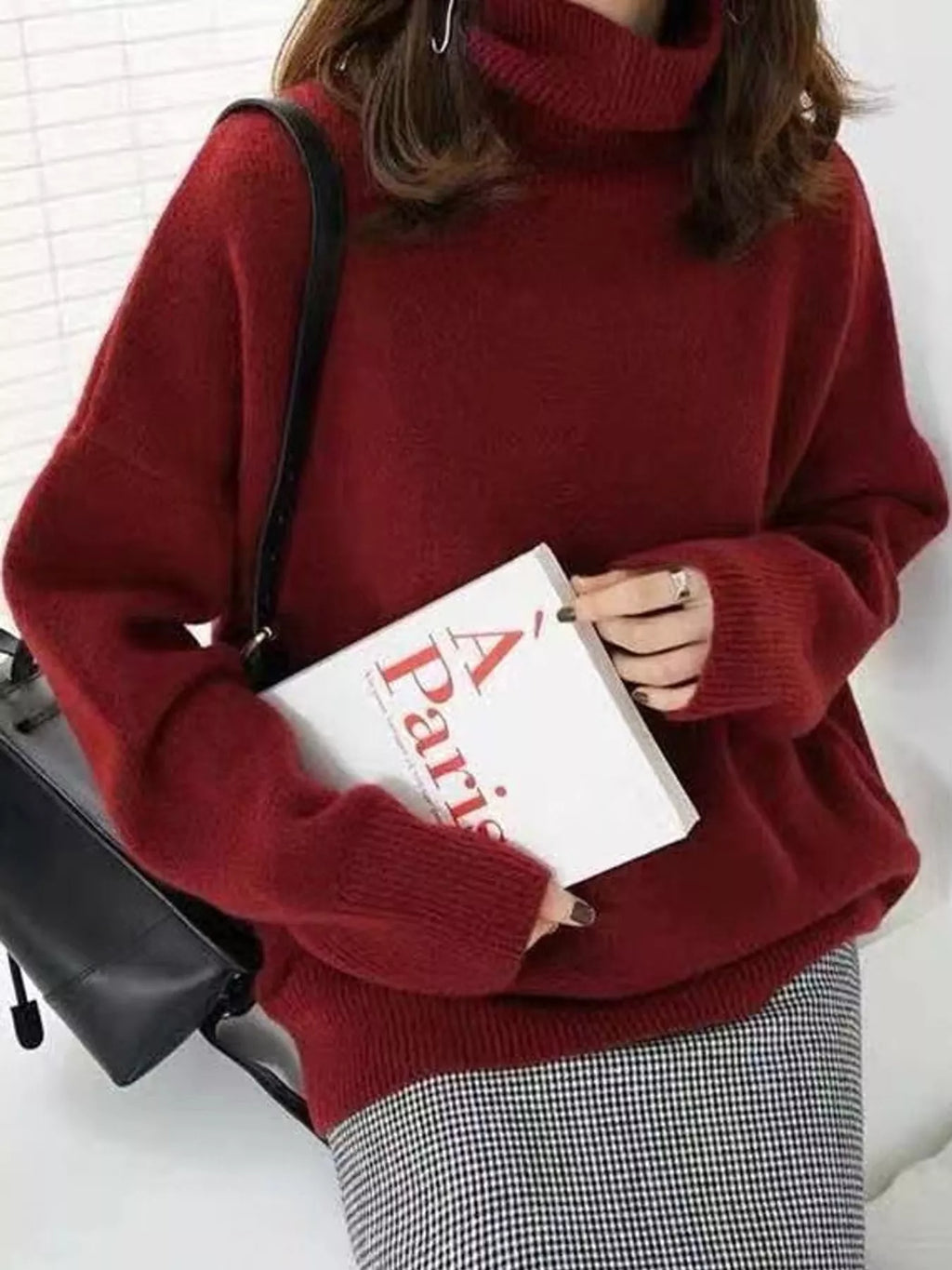 Turtleneck Dropped Shoulder Sweater