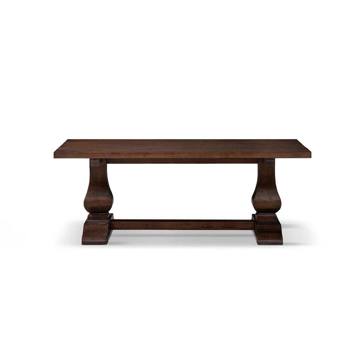 Reclaimed Pine Coffee Table with Sculptural Double Pedestal Base - Java
