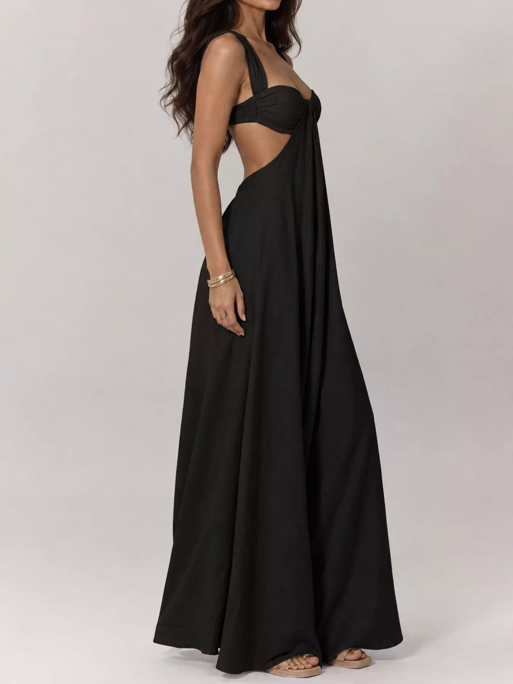 Backless Wide-Leg Jumpsuit with Cut-out Detail