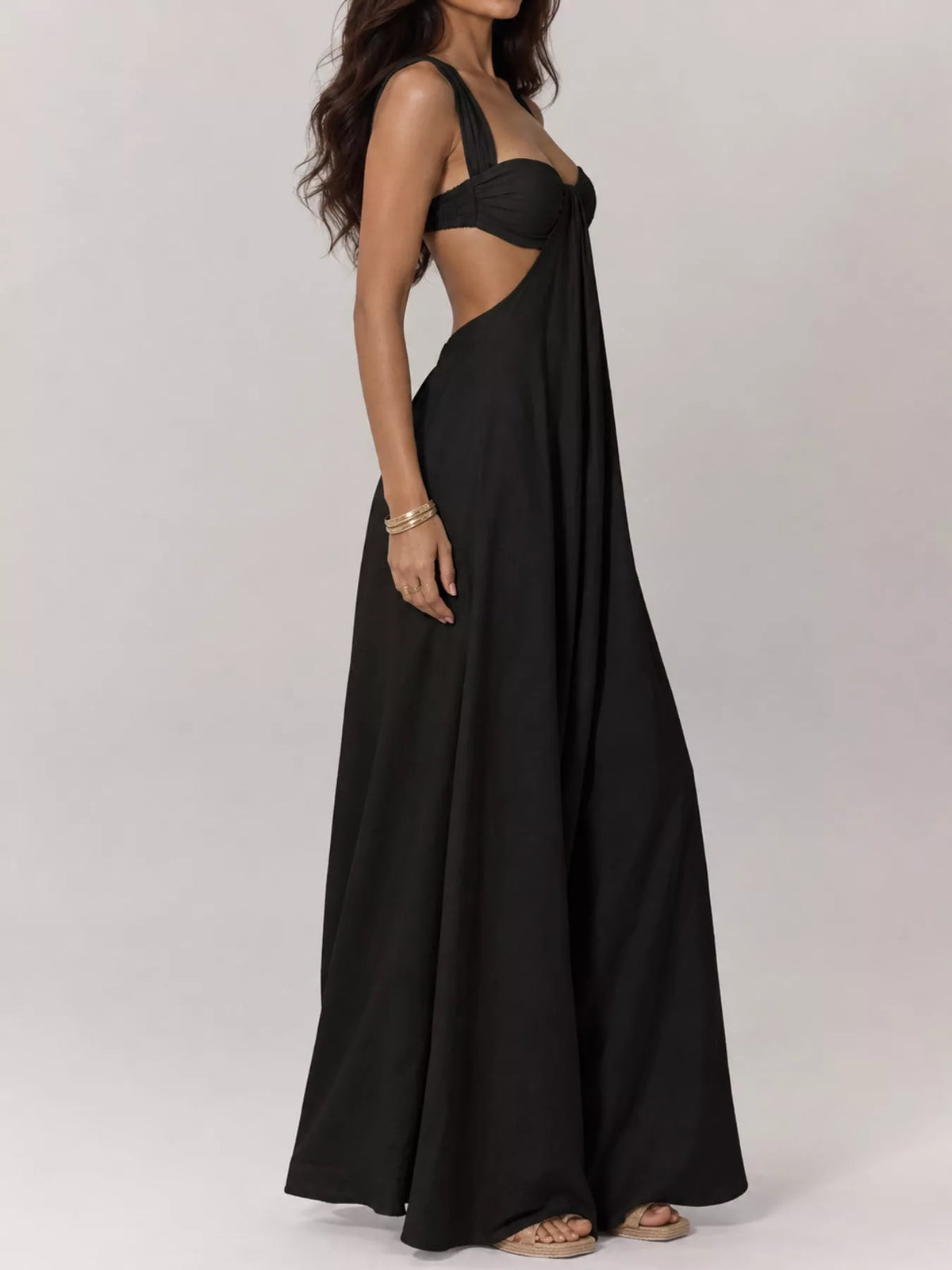 Backless Wide-Leg Jumpsuit with Cut-out Detail