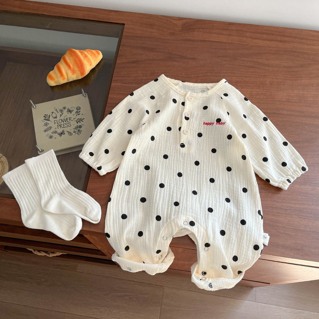 Stylish Polka-dot Romper For Baby Boys And Girls