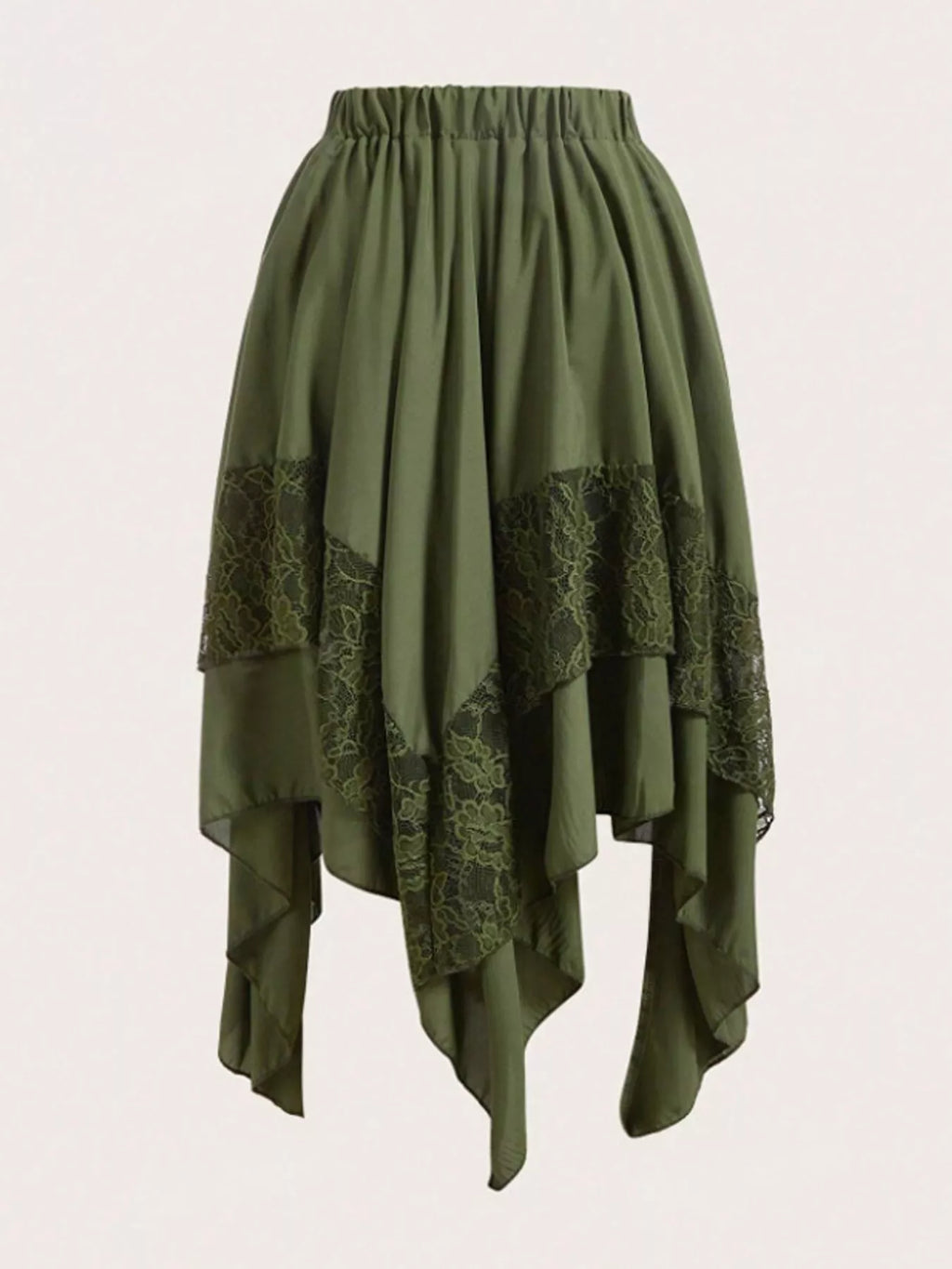 Full Size Asymmetrical Hem Lace Detail Skirt Plus Size