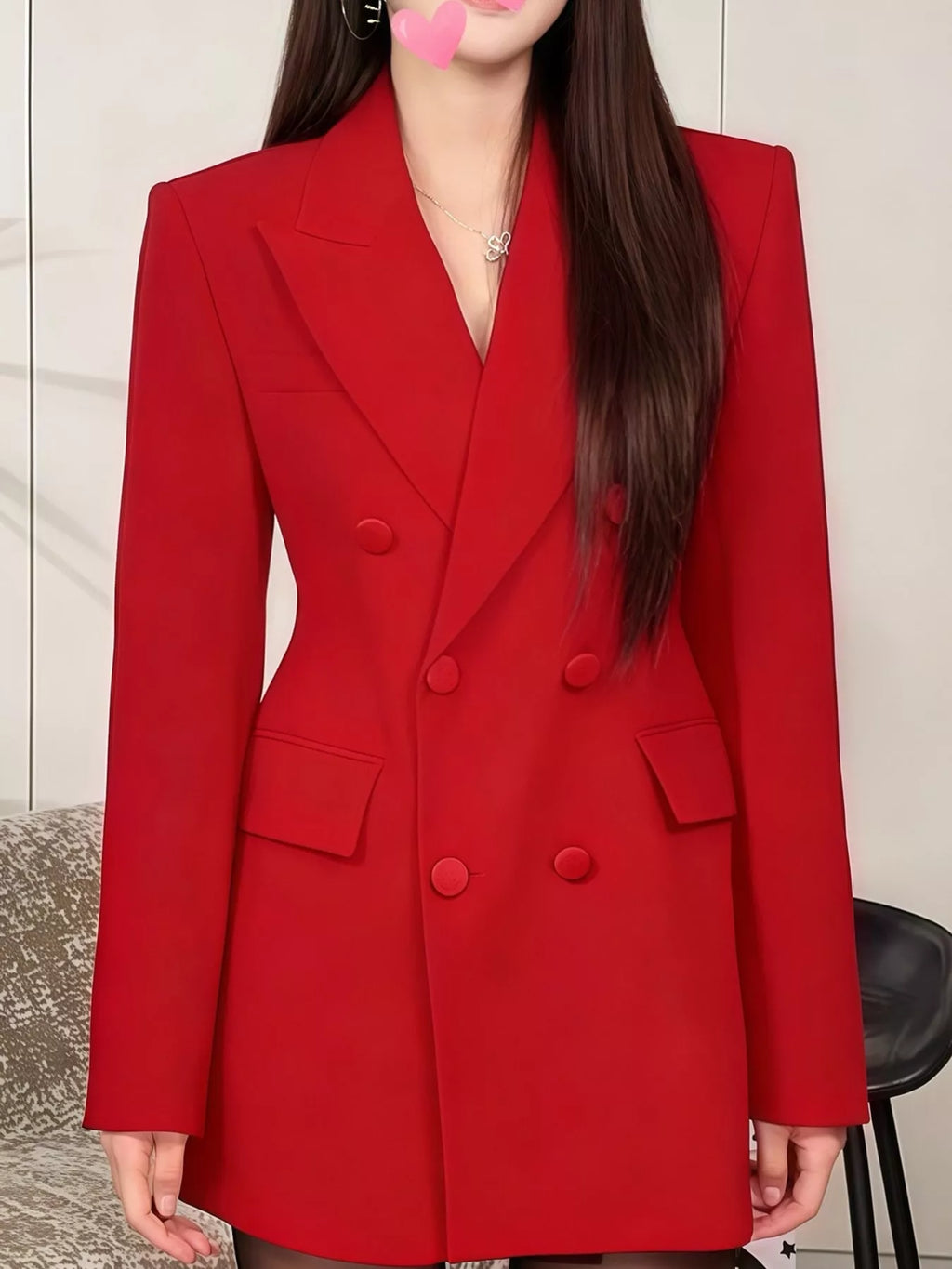 Full Size Double-Breasted Slim-Fit Blazer Plus Size