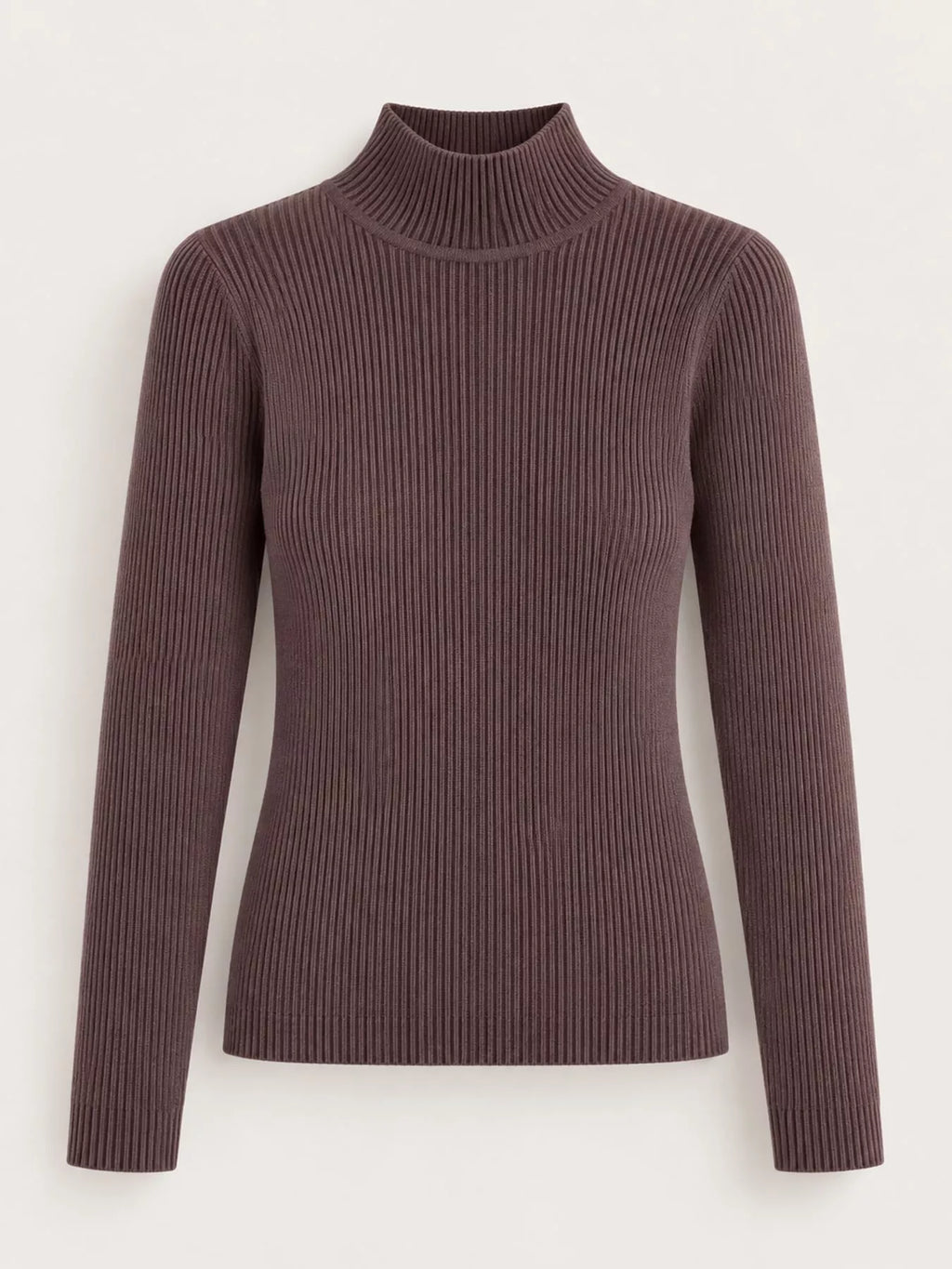 Elegant Slim-Fit Ribbed Mock Neck Knit Top