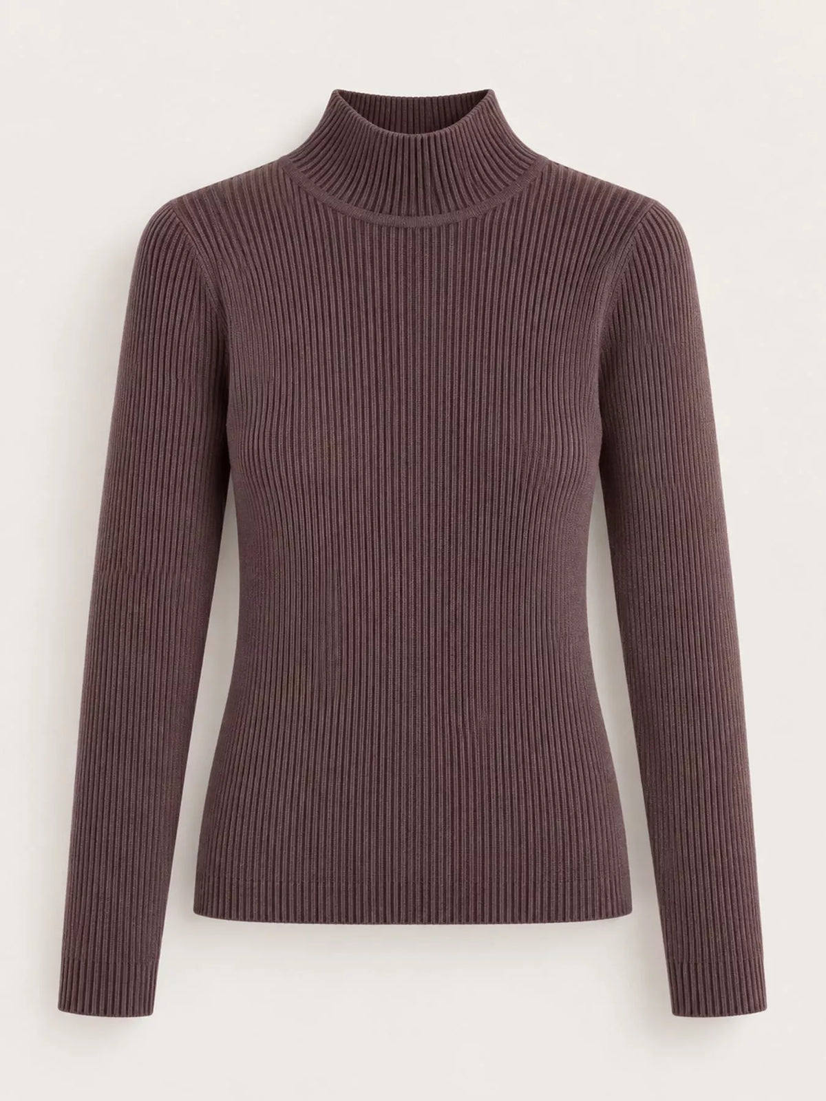 Elegant Slim-Fit Ribbed Mock Neck Knit Top