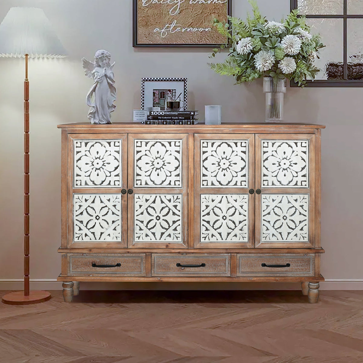 Chic Distressed Cabinets with Ample Storage - Multicolor