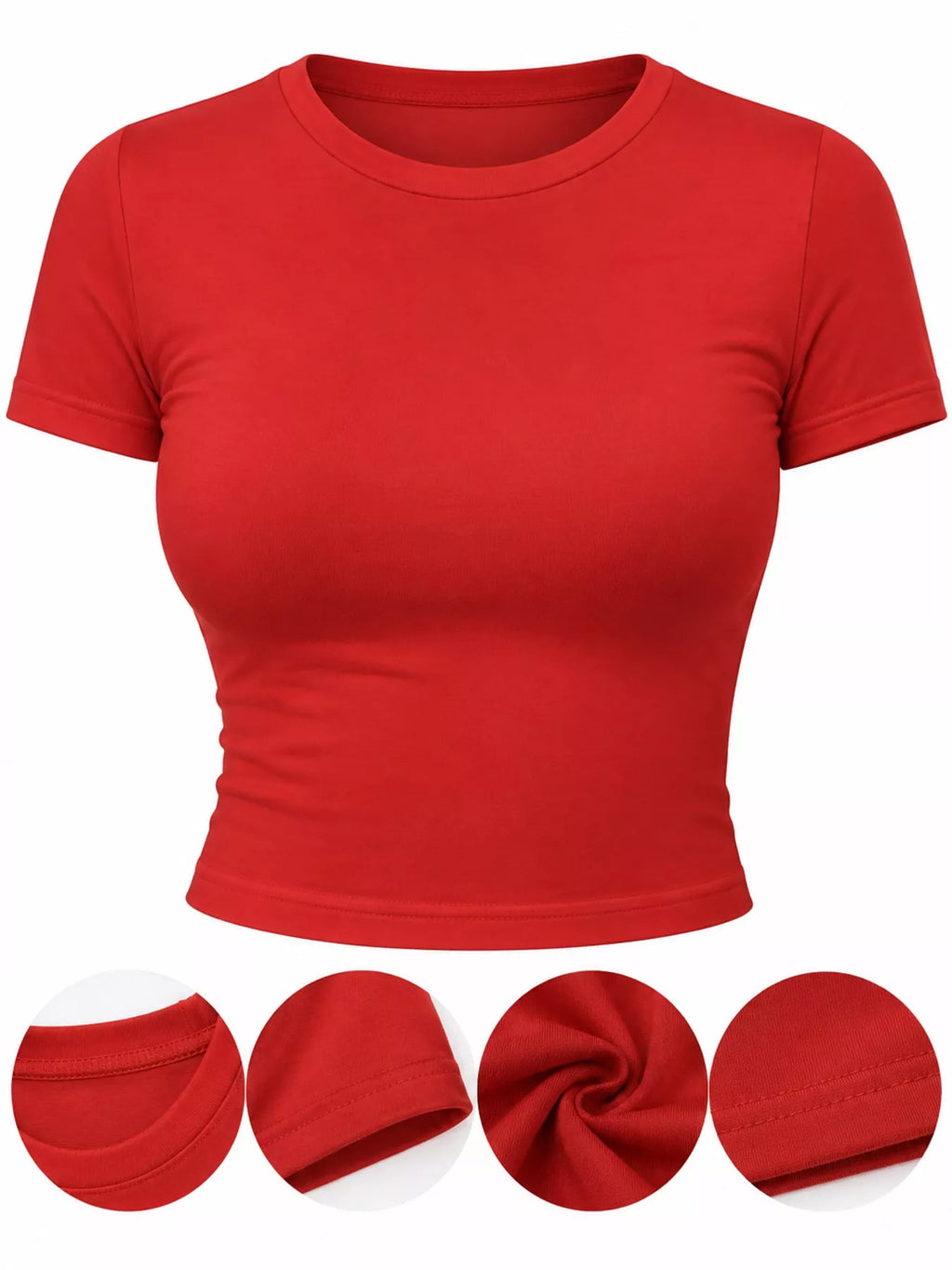 Slim Fit Basic Crew Neck Short Sleeve Crop T-Shirt