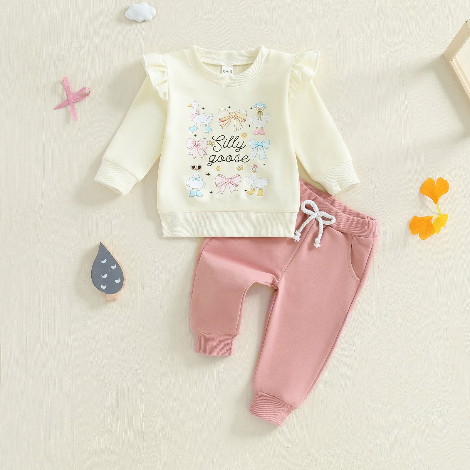 Baby Girls Duck And Letter-print Hoodie Set