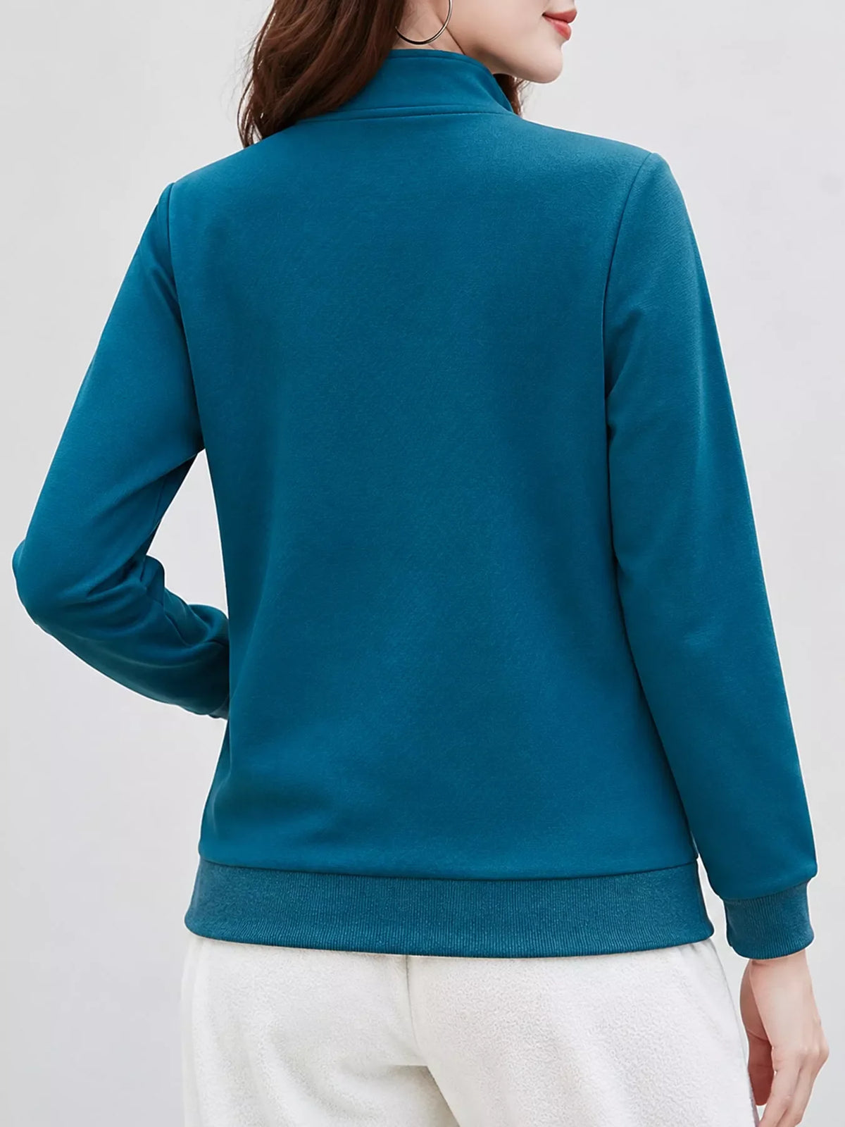 Full Size Stand-Collar Zip-Up Sweatshirt Plus Size