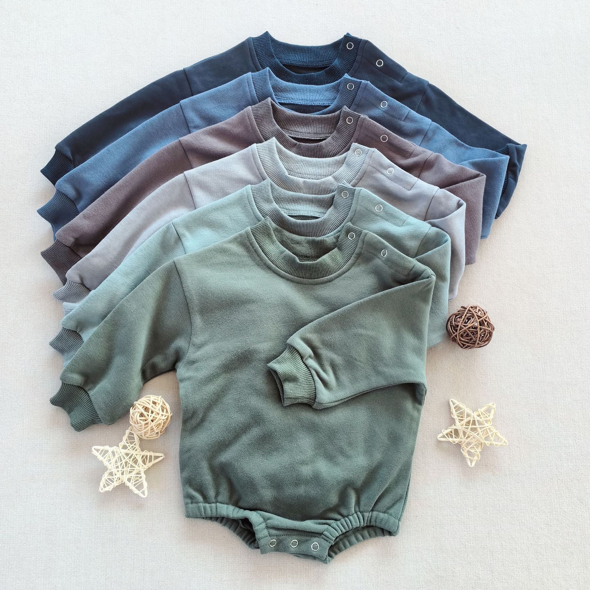 Long-sleeve Solid-color Cotton Casual Jumpsuit