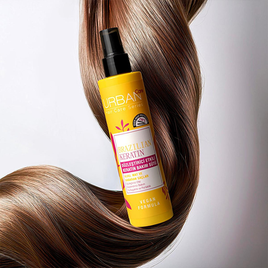 Urban Care Brazilian Keratin Hair Smoothing Milk: Heat Protection & Frizz Control, Vegan & UV Protection - Keratin Hair Treatment for Smooth, Straight Hair
